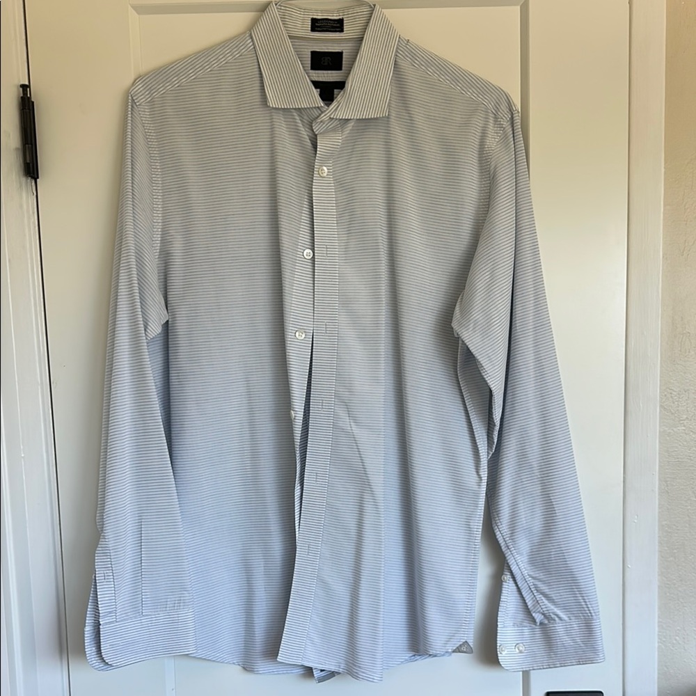 Banana Republic Men's Striped Gray Dress Shirt